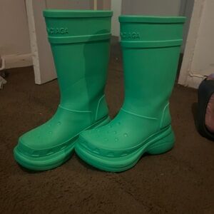 Balenciaga Green Rain & Snow Boots Mid-Calf Waterproof
